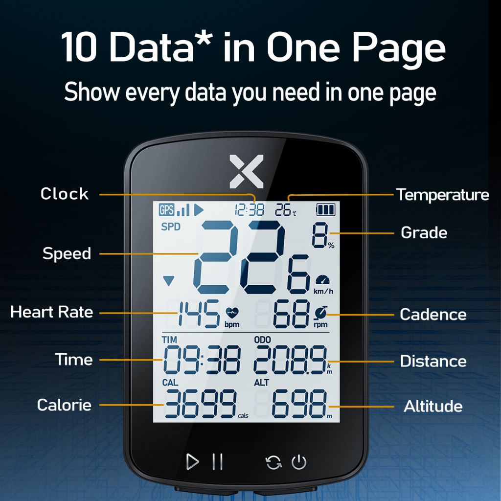XOSS G+ G2 Plus GPS Wireless Code Watch: ANT+/Bluetooth Dual Mode Connection Speed Tracking Cycling