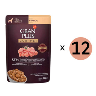 Kit 12 Ração Úmida Gran Plus Gourmet Cães Adultos Frango Sachê 100Gr em Oferta na Shopee