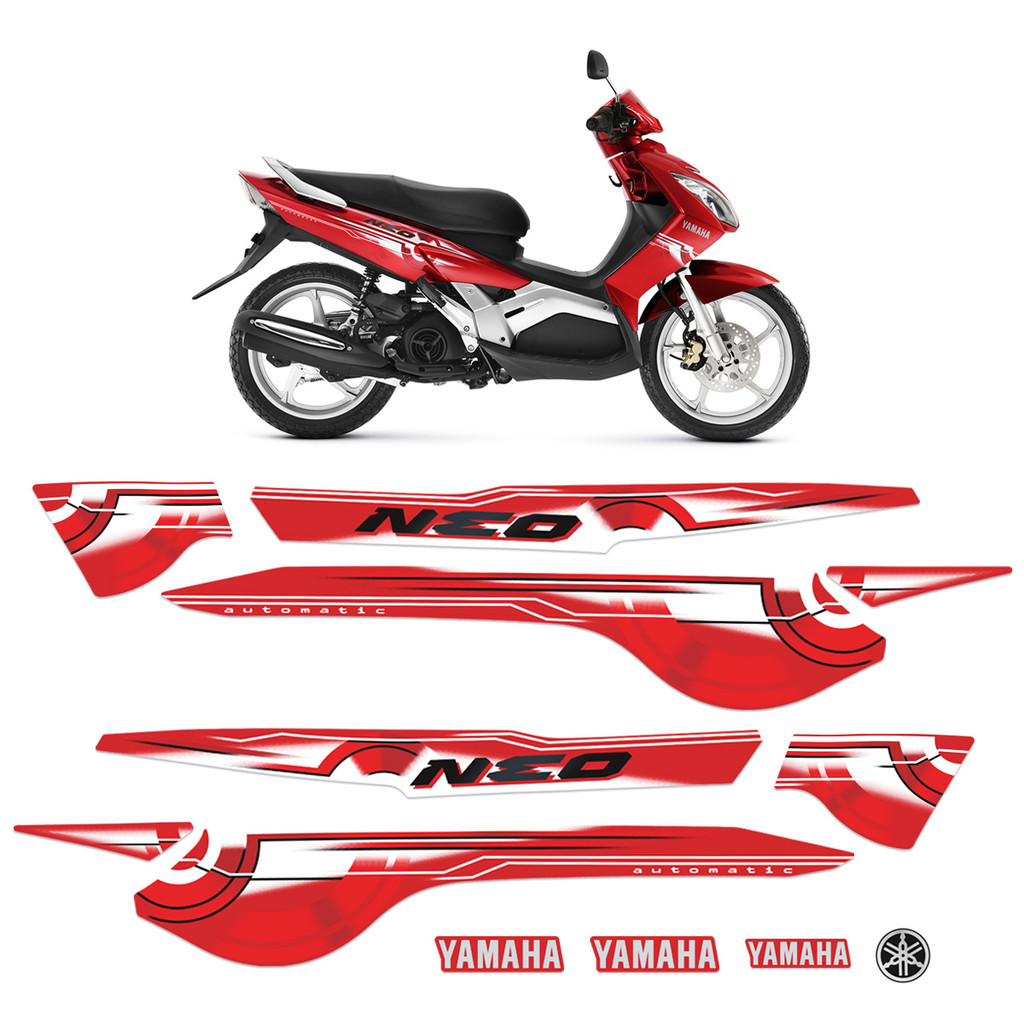 Adesivos Para Yamaha Neo 115 2010 Moto Vermelha + Emblema em Oferta na Shopee