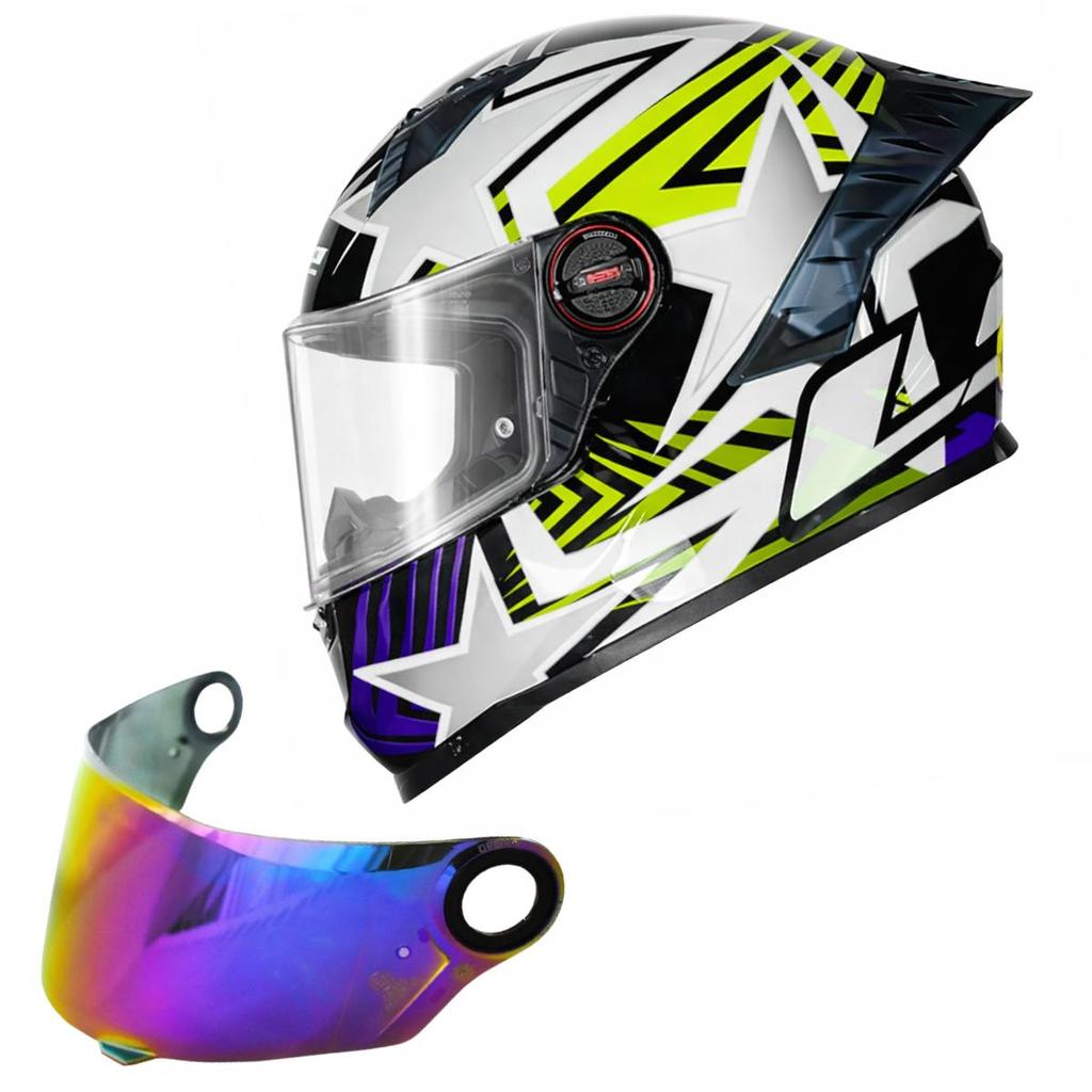 Capacete Ls2 Ff358 Pro Estrela Spoiler + Viseira Camaleão