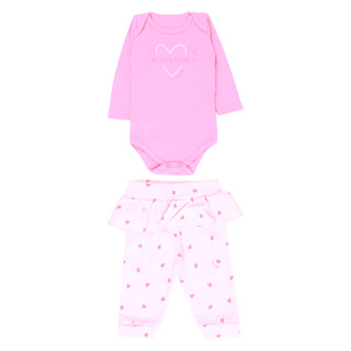 Conjunto KiKo Baby Body Manga Longa e Calça com Babados em Oferta na Shopee