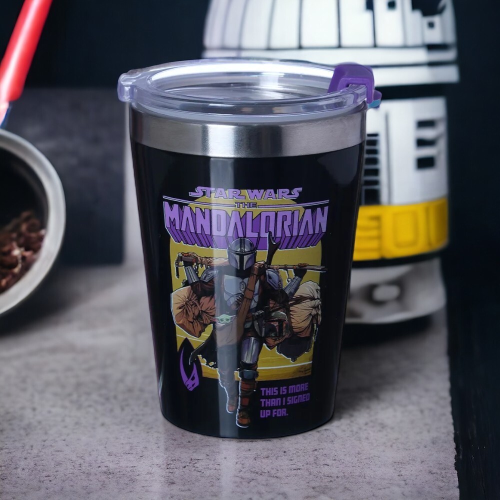 Copo de Viagem Star Wars 300ml The Mandalorian – Térmico, Portátil e Anti-Vazamento