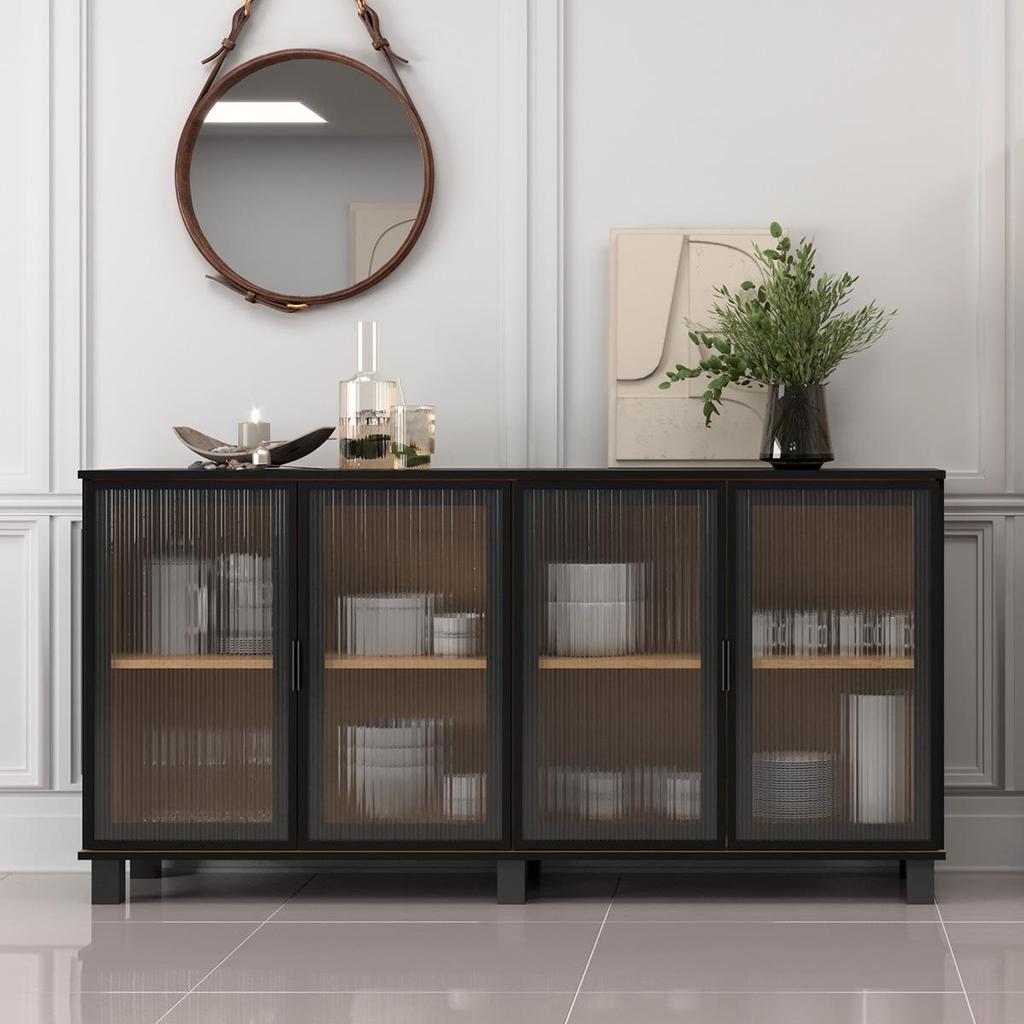 Aparador Buffet 4 portas de vidro Ditália R-638