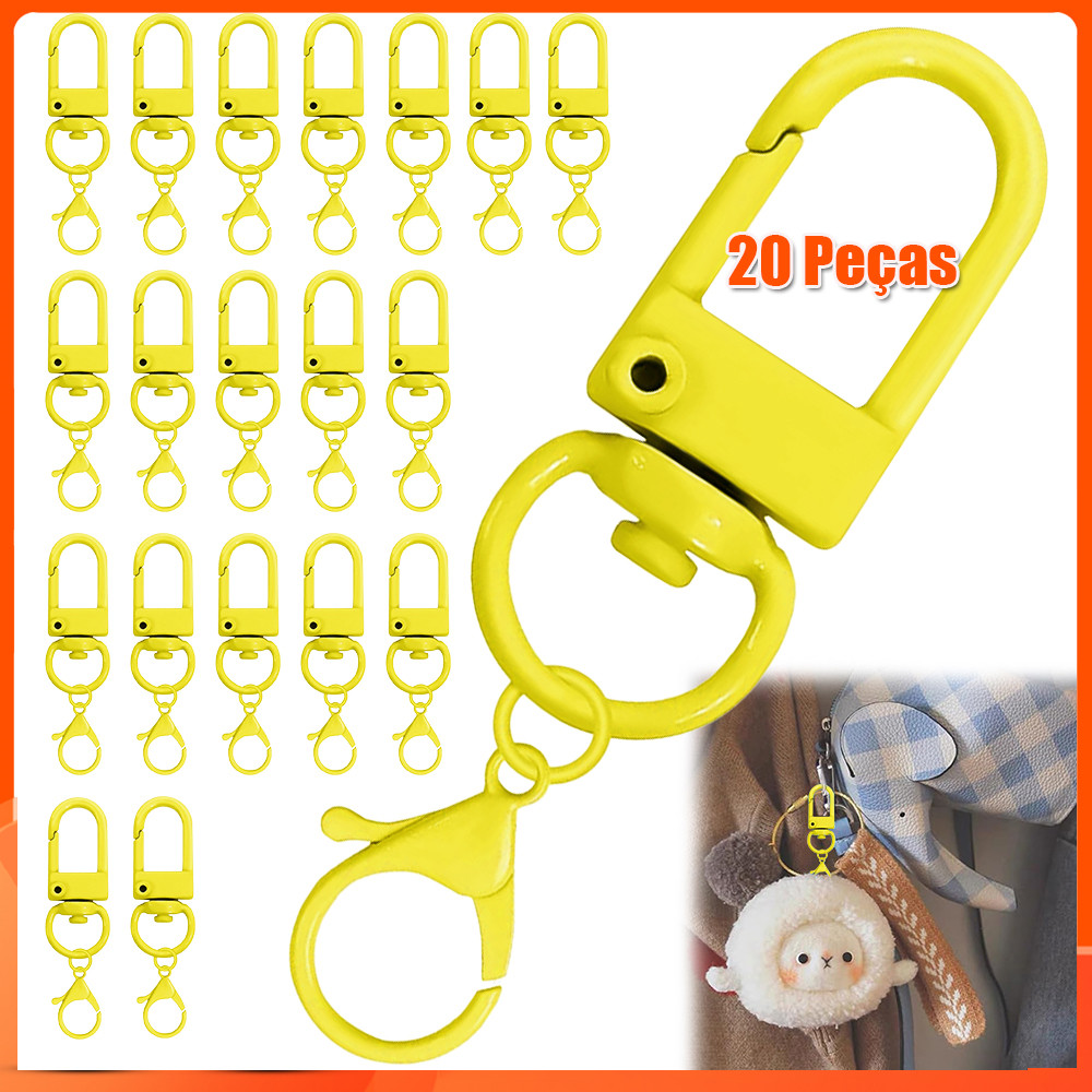 20 peças  Argola para chaveiro de ganchos de chaveiro de faça você mesmo chaveiro joias acessórios de fivela Amarelo