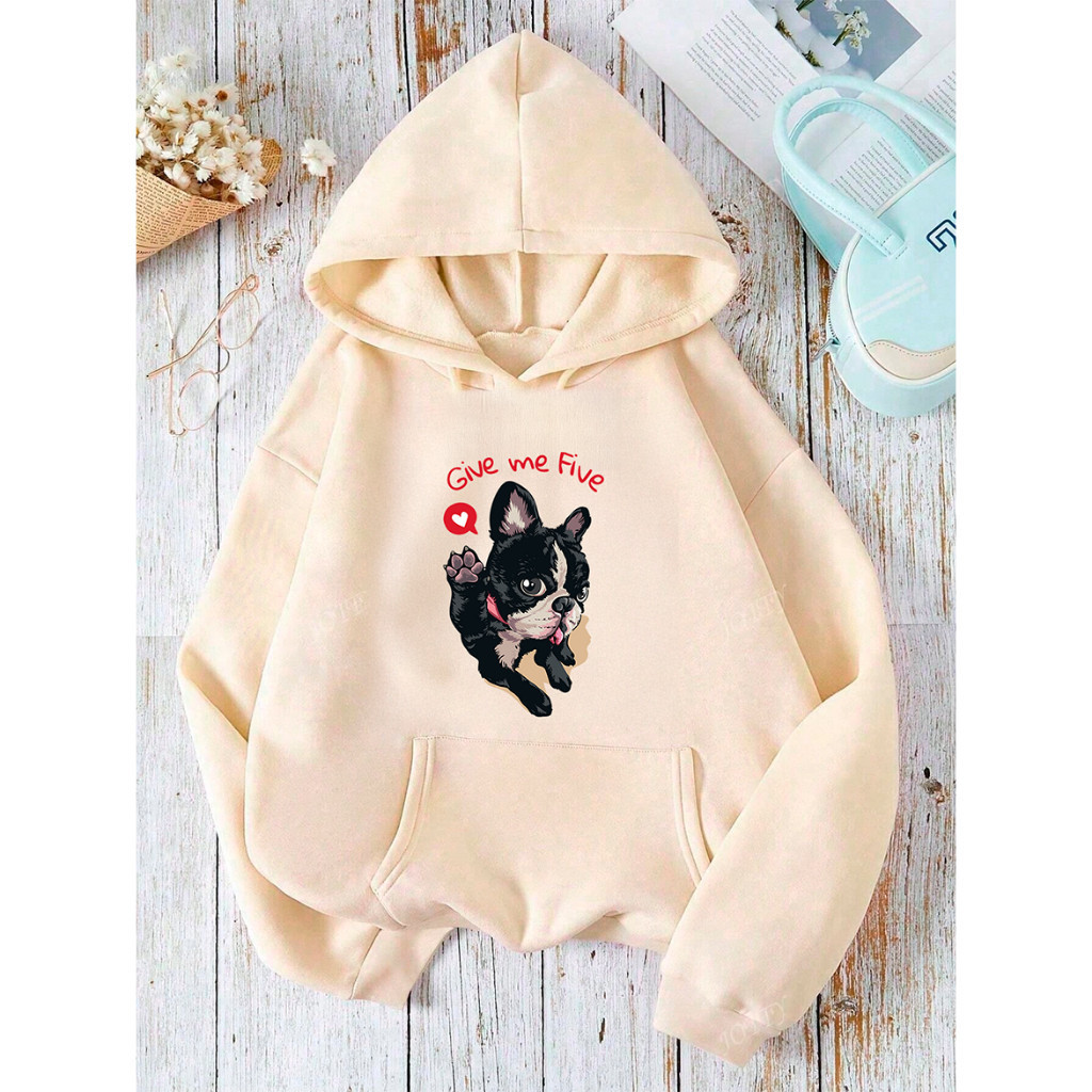 Moletom Blusa de Frio Capote Canguru Estampado Cachorro Pug Flanelado