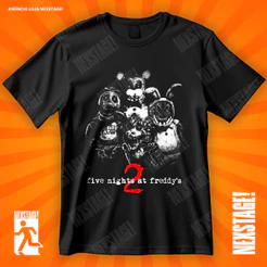 Camiseta Fnaf Five Nights at Freddy's 2 Terror Blusa De Jogo Game Geek Camisa 100% Algodão Adulto Plus Size Infantil