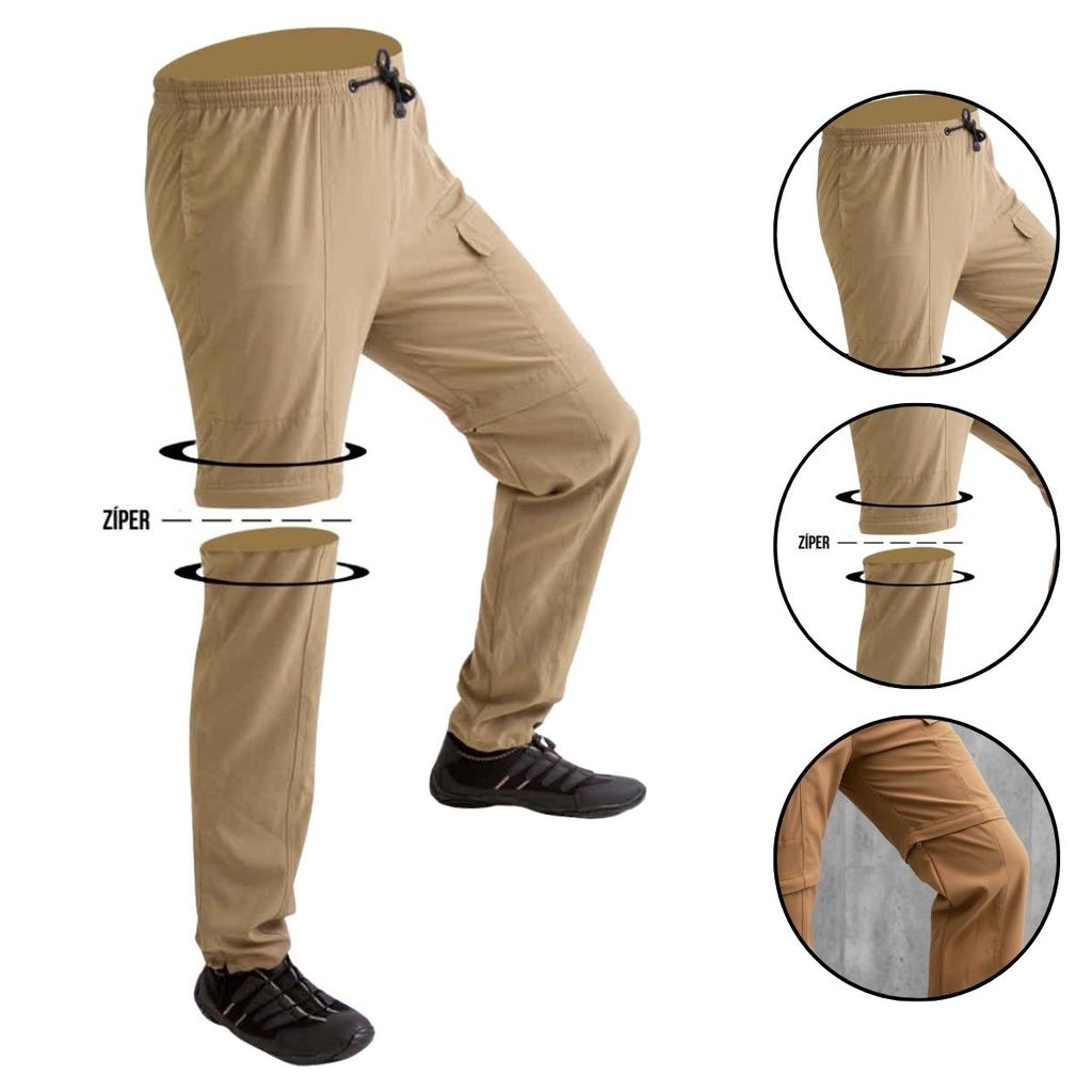 Calça de Pesca Vira Bermuda Masculina Caqui Mar Negro Bermuda de Pesca