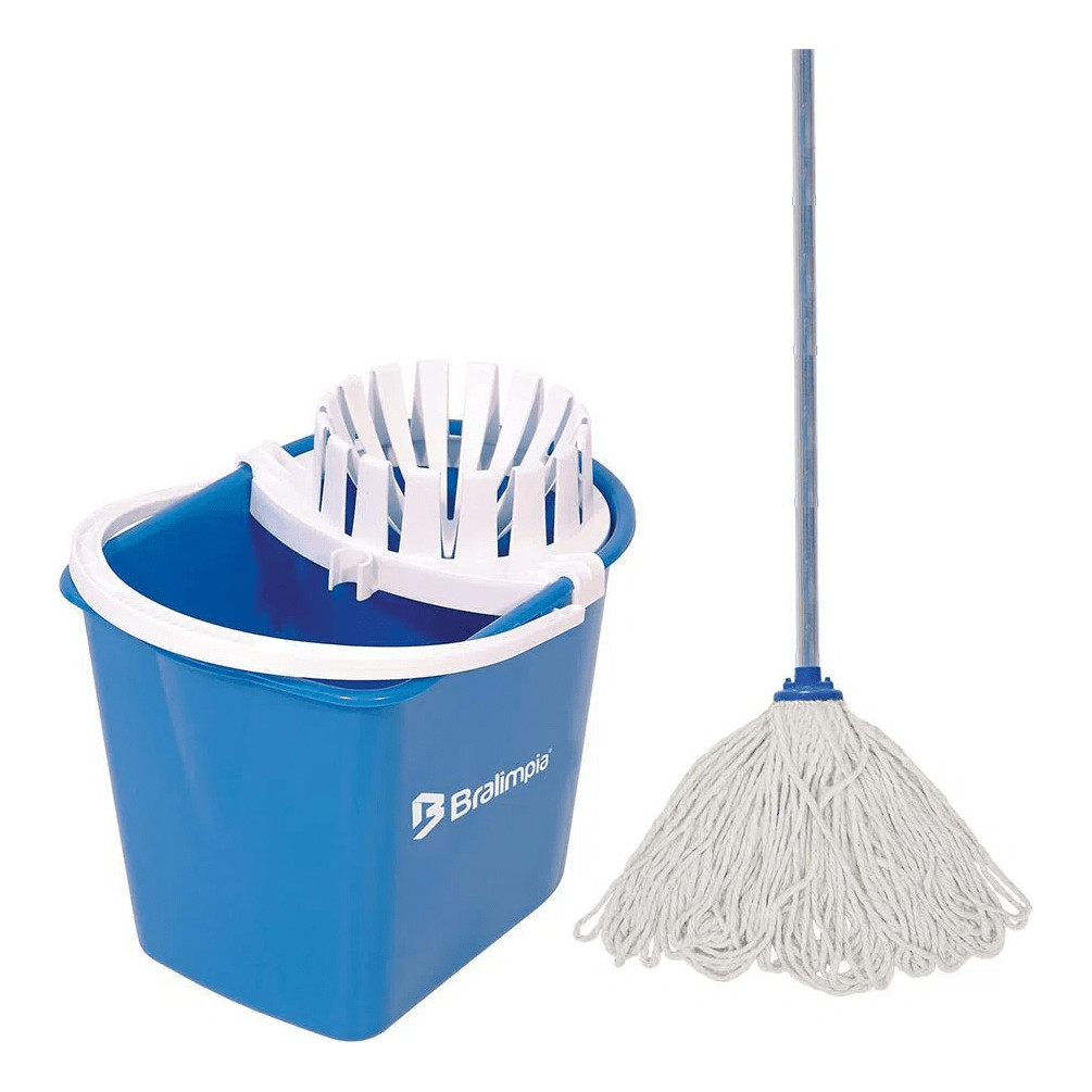 Conjunto Mop Cabo Azul 120cm Bralimpia