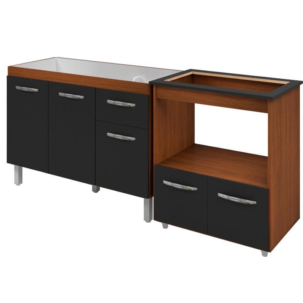 Balcao Cooktop 5 Bocas E Pia 120cm Savana Preto Mobbs Savana Preto em Oferta na Shopee