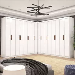 Closet Casal Duplo Rubi Premium 16 Portas 8 Gavetas Branco
