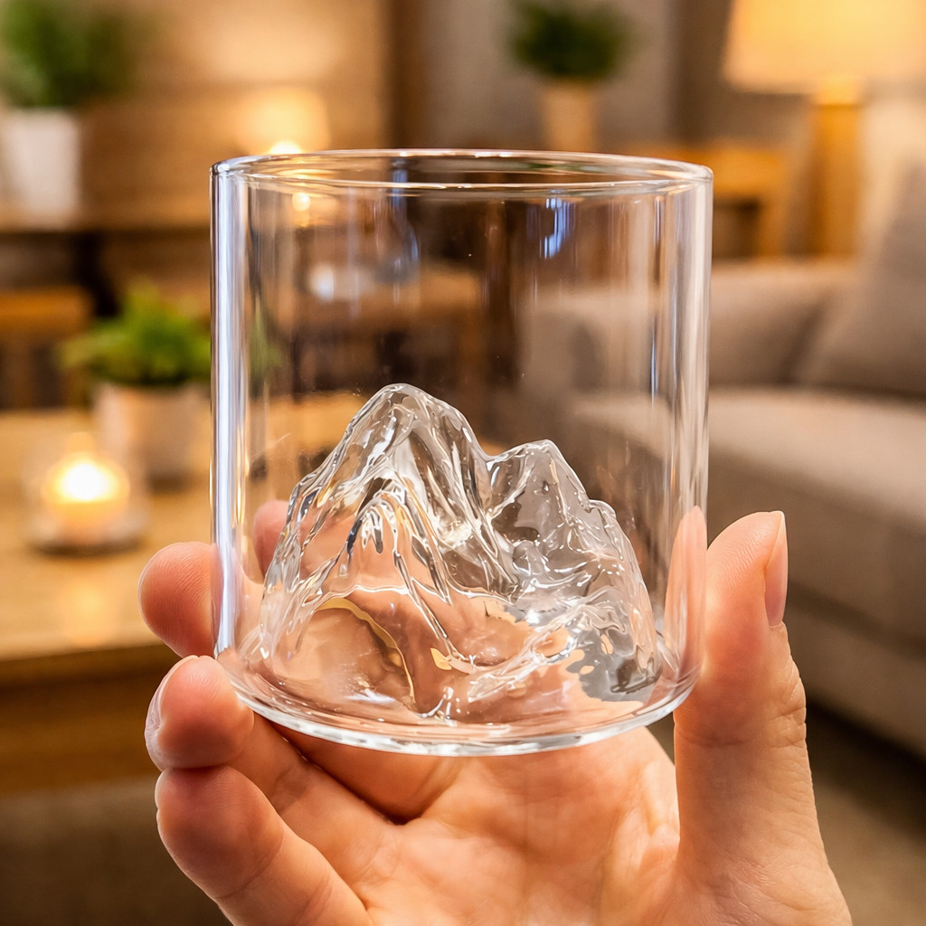 Copo de Whisky Drink de Vidro Monte Everest 3D 300ml Servir Decorativo Presente Bebida Gelo