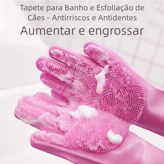 2 Luvas de Silicone Multiuso - Remover Pelos de Pets, Lavar Louça e Limpar Casa
