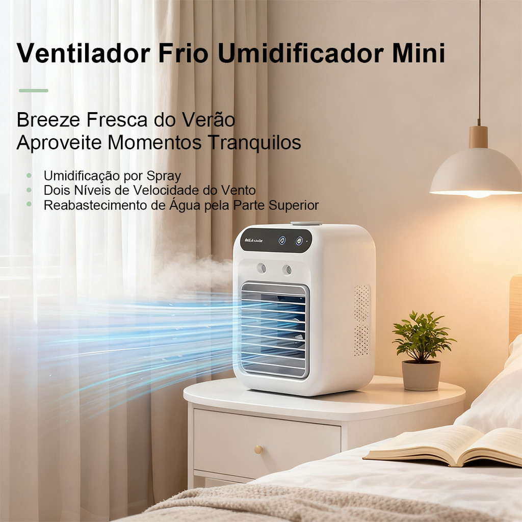 Climatizador Portátil - Ventilador Umidificador - Portátil, Silencioso , Alívio Imediato no Calor