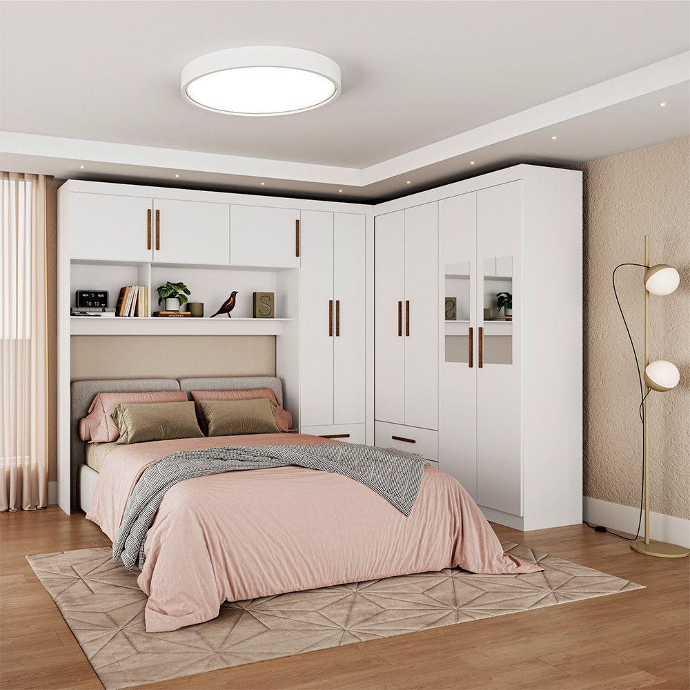 Guarda Roupa Casal Modulado 5 Portas Hercules Espelho Branco