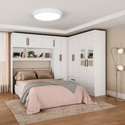 Guarda Roupa Casal Modulado 5 Portas Hercules Espelho Branco