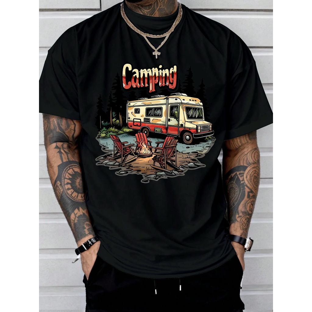 Camiseta 100% Algodão Confortáveis Camiseta Masculina Trendy Print Casual Verão Confortável Moderna Estilosa Camiseta Ma