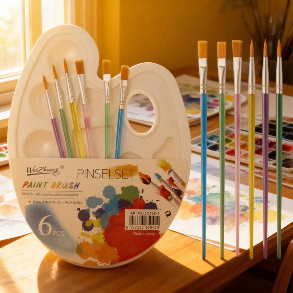 Kit com 6/12 Pincéis artísticos para pintura cerdas macias, aquarela, guache, pintura a óleo, acrílico gode aquarela