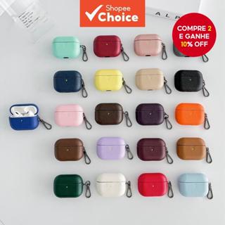 Para Estojo de Couro PU para Airpods Pro3, Estojo para Airpods 4 ANC / 3 / Pro 2, Estojo de Cor Doce, Estojo de Lichia em Oferta na Shopee