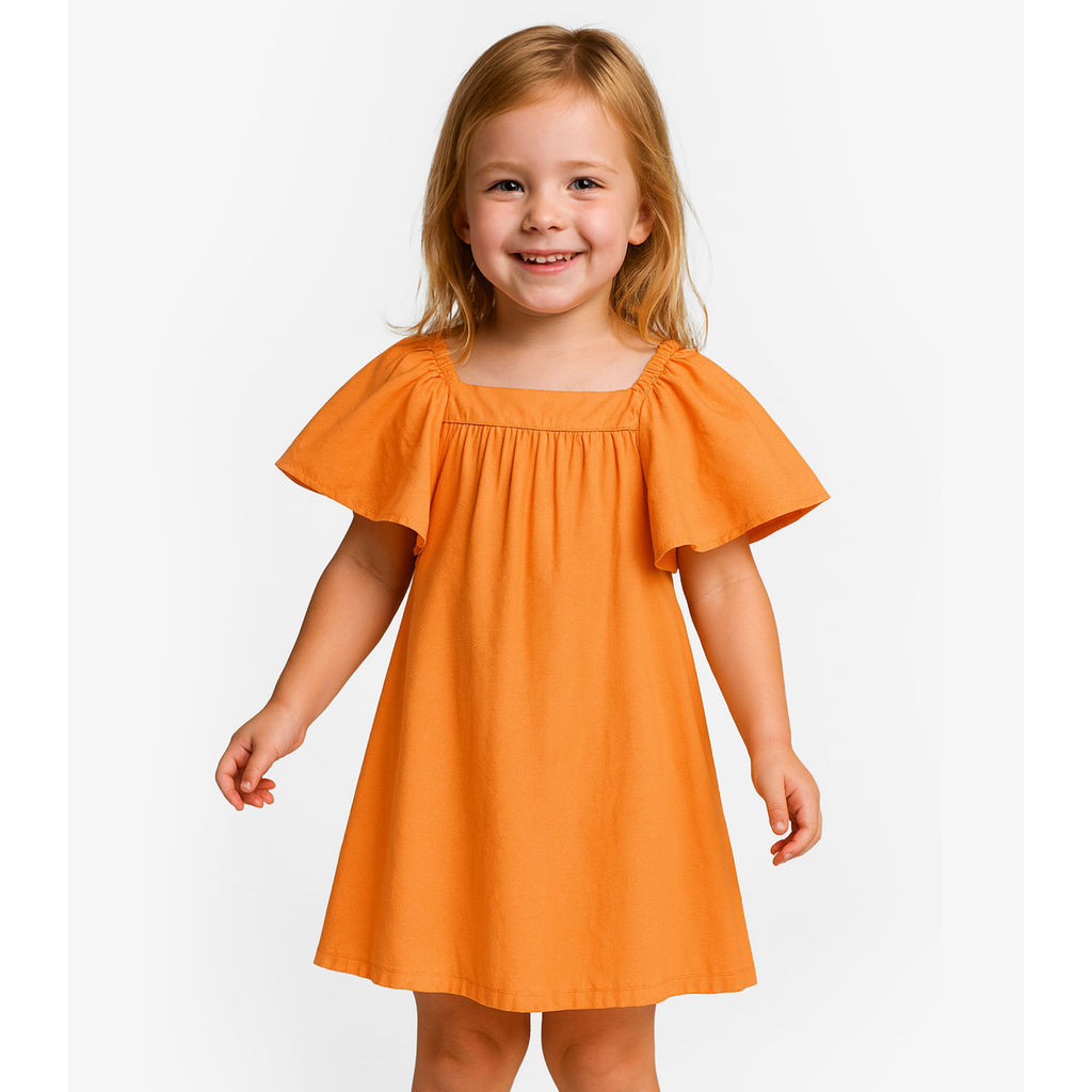 Vestido Infantil em Viscose Infinita Cor Laranja