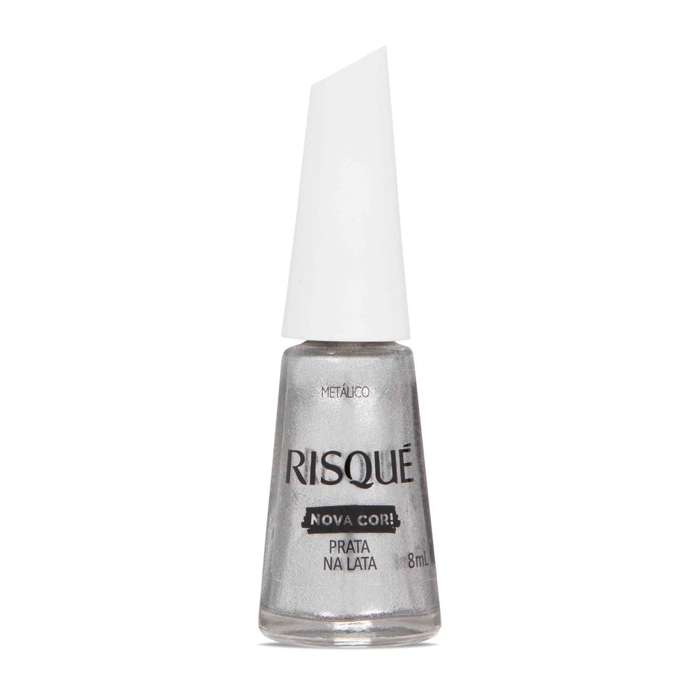 Esmalte Metálico Risqué Prata na Lata 8ml em Oferta na Shopee