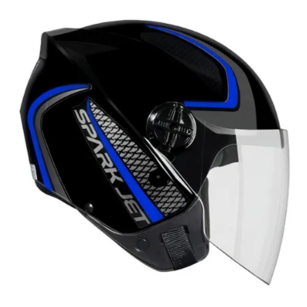 Capacete EBF Spark Jet Speed Preto / Azul em Oferta na Shopee