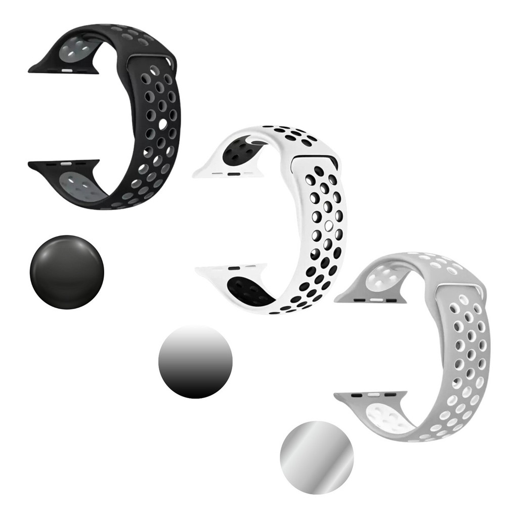 Kit 3 Pulseiras Silicone Champion Para Apple Ultra 42 44 45  49mm