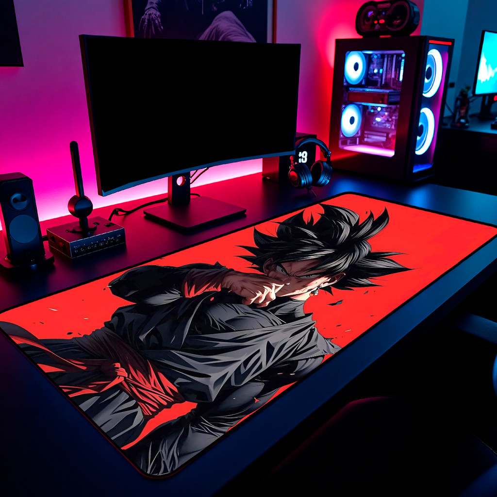 Mouse Pad Goku Black Dragon Ball Gamer 65x30cm / 80x40cm / 90x50cm / 120x60cm Borda Costurada em Oferta na Shopee