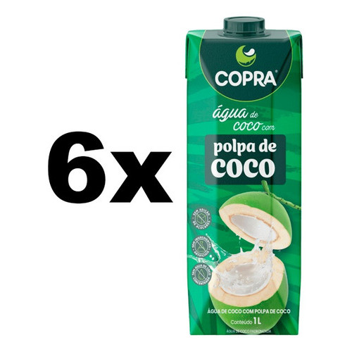 Kit 6 Água De Coco Com Polpa De Coco Natural Copra 1l