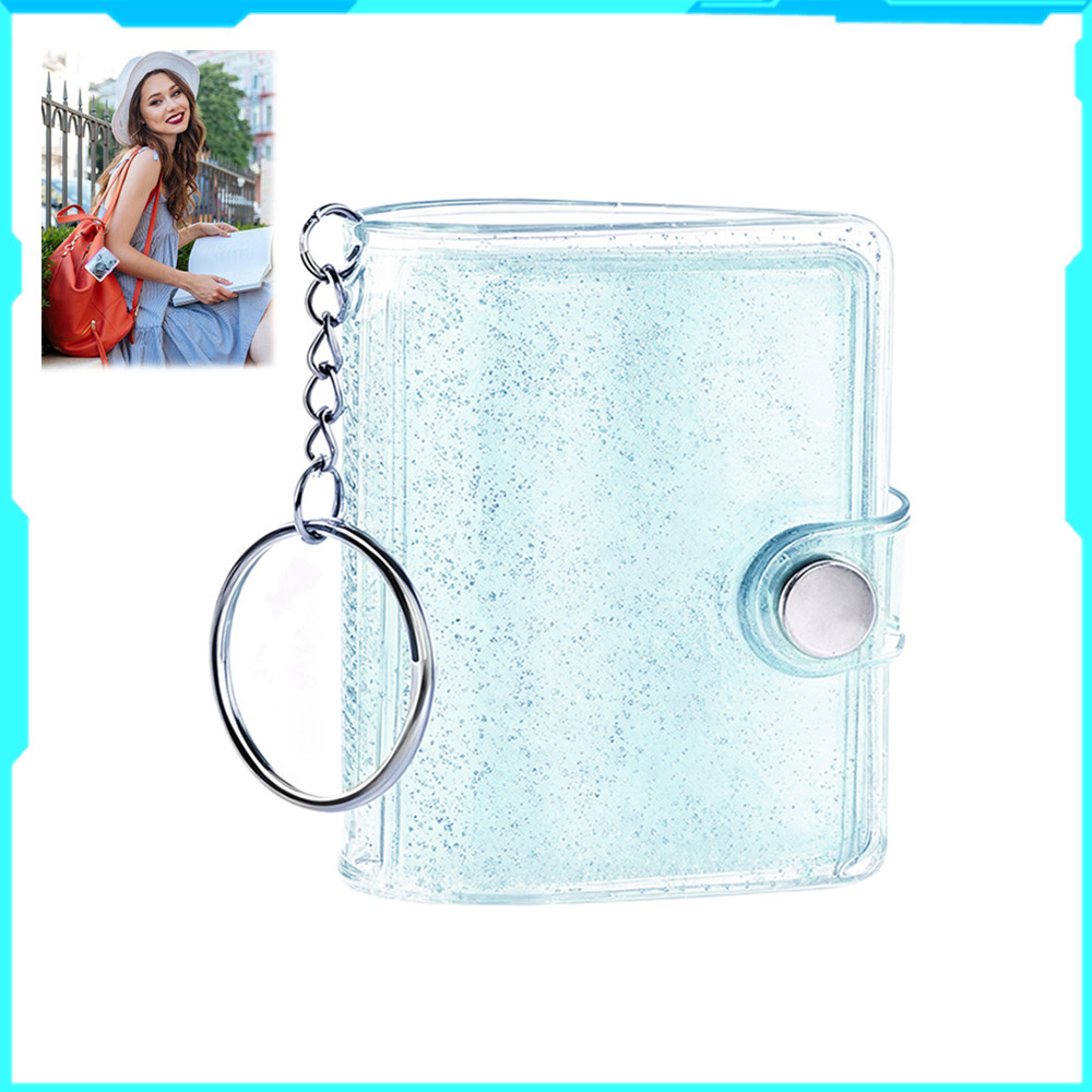 Mini álbum chaveiro 7cm bolso pasta de fotos álbum comemorativo pingente presente azul