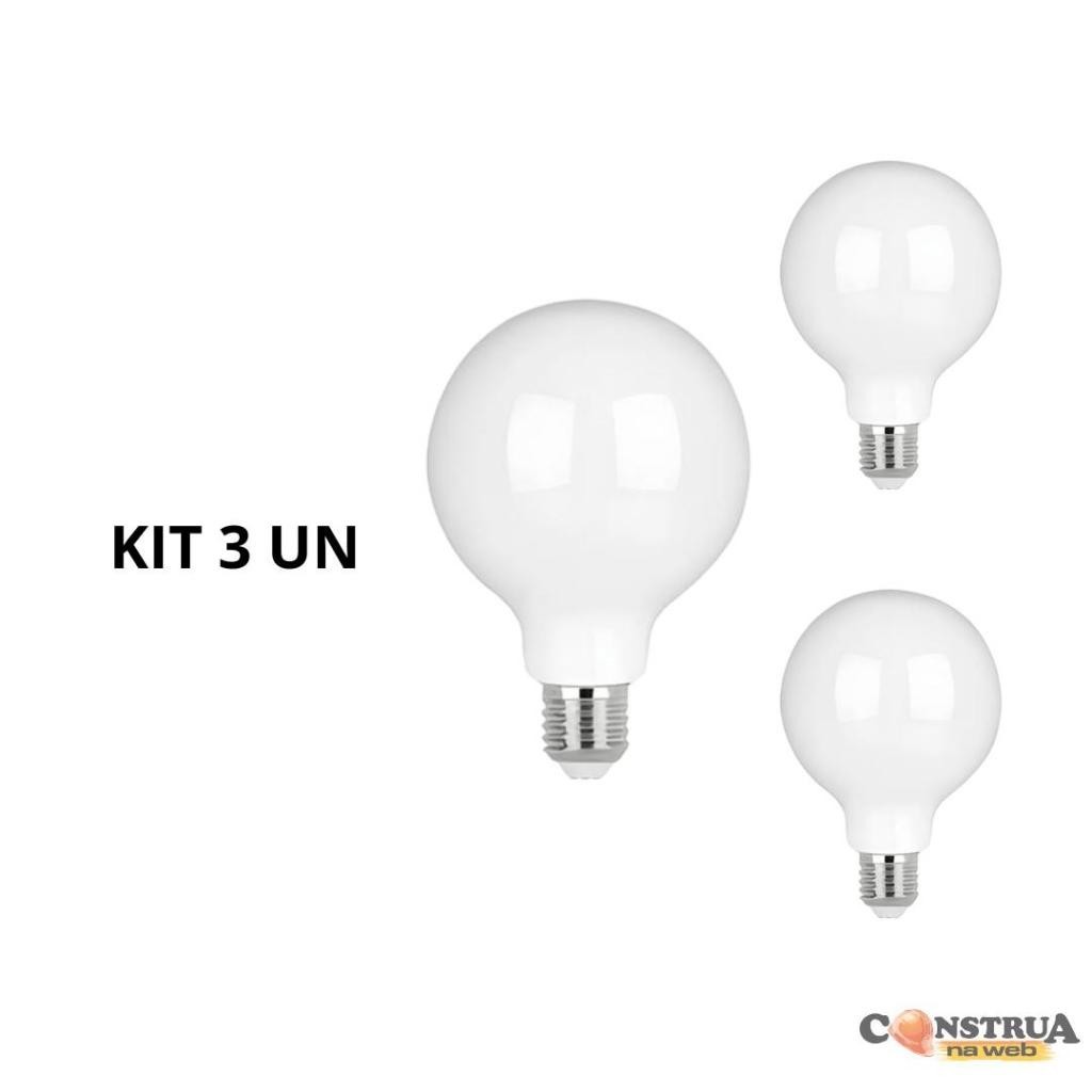 Kit 3 Lâmpada De Filamento Led G80 Leitosa Bivolt 4w BRANCO FRIO em Oferta na Shopee