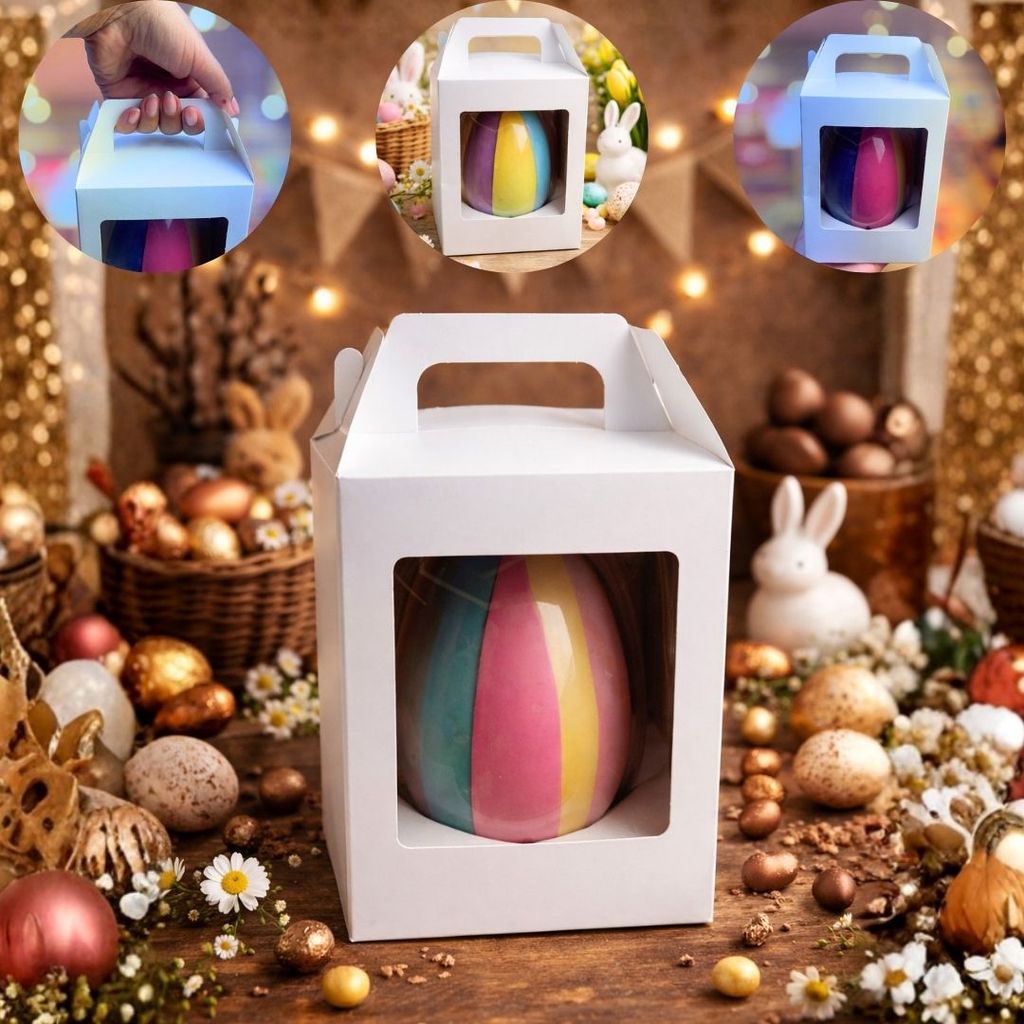 20 CAIXA PARA OVO EM PÉ 6 FATIA 250g COM VISOR BRANCO em Oferta na Shopee