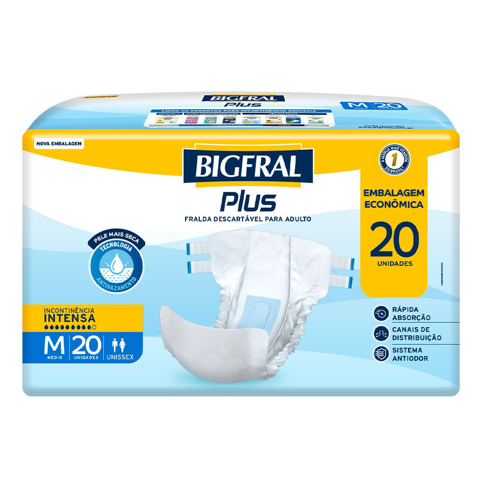 Fralda Geriátrica Bigfral Plus Econômica M - 20 Unidades em Oferta na Shopee