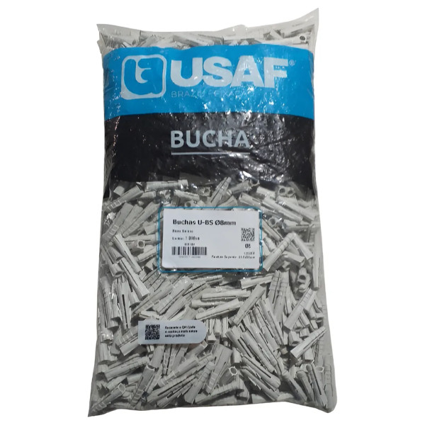 Bucha 8mm USAF U-BS Concreto Alvenaria Caixa 1000 Peças
