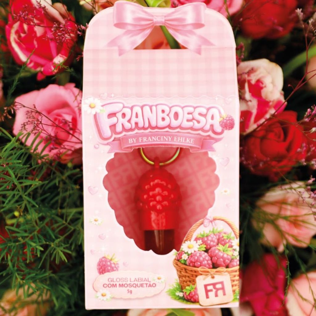 Lançamento EXCLUSIVO Franciny Ehlke – Gloss Labial Framboesa com Mosquetão 5g 🍓💖 Brilho Intenso e Embalagem Super Fofa