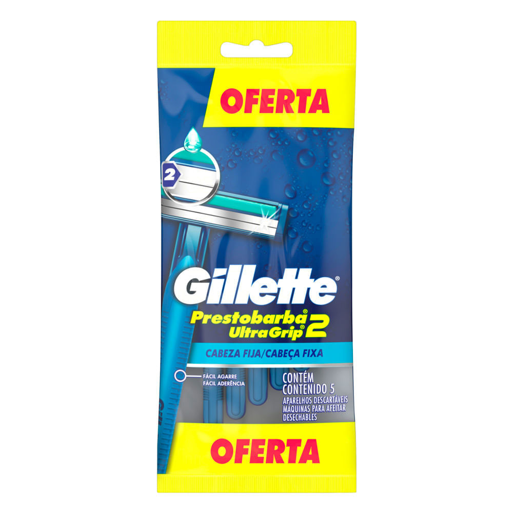 Aparelho de Barbear Gillette Prestobarba Ultragrip 2 com 5 Unidades em Oferta na Shopee