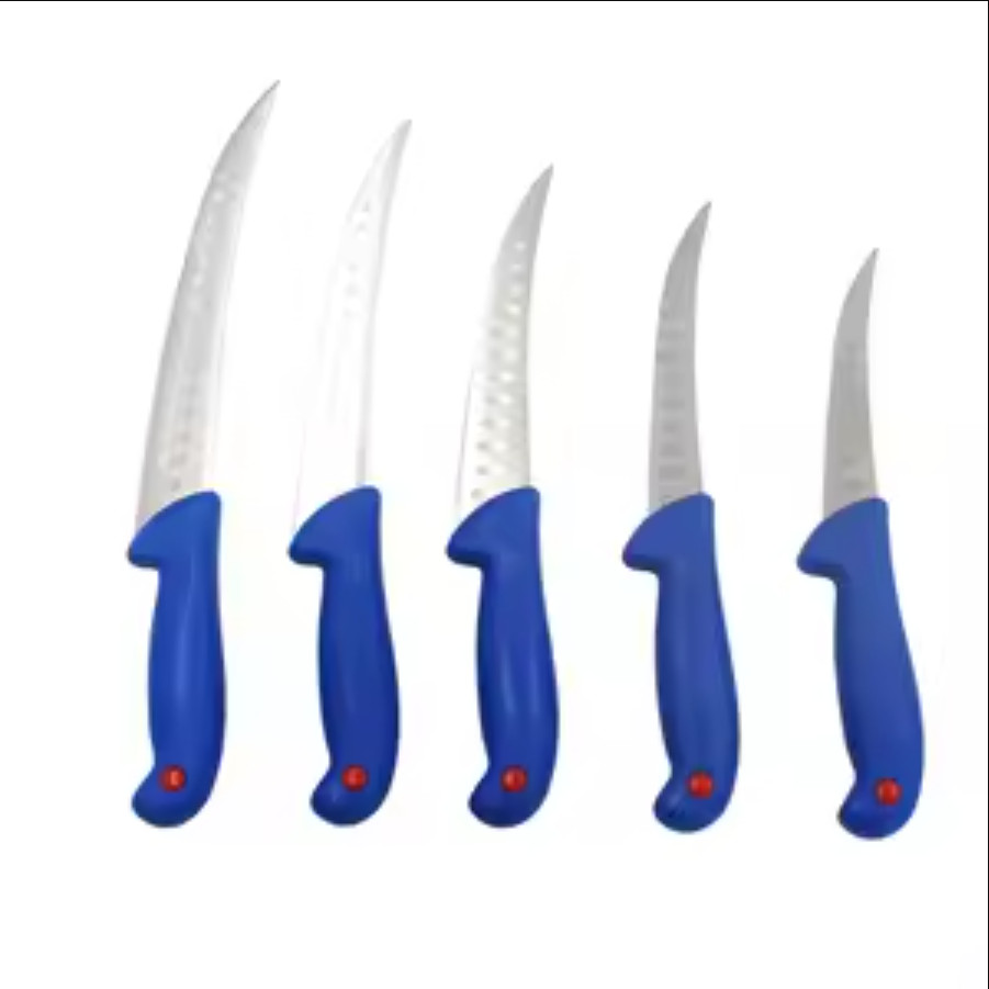 Faca Profissional Aço Inox Chef Salt Bae Curva Azul.-ZemMart-