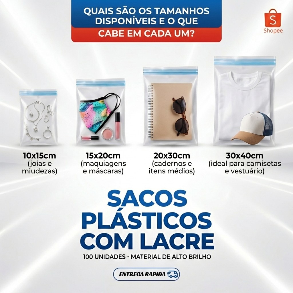 Embalagem Saco Transparente C/ Cola Lacre - Escolha O Tamanho