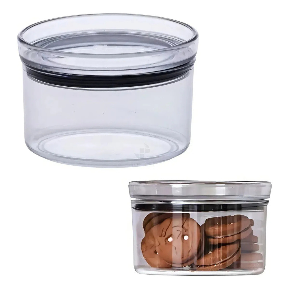 POTE ORGANIZADOR HERMÉTICO REDONDO 480ML TRANSPARENTE PARA COZINHA E GELADEIRA