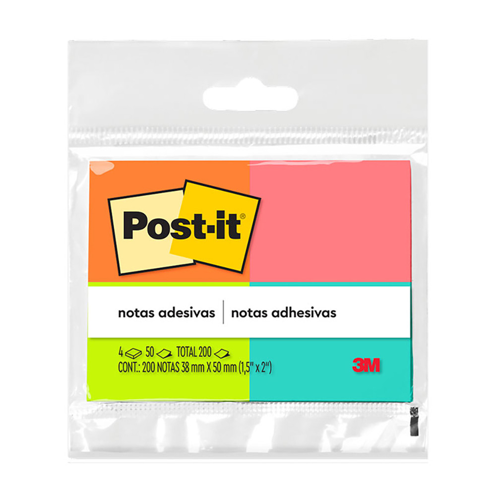 Bloco de notas adesivas Post-it tropical 4 blocos de 38x50 mm 50 folhas 3M em Oferta na Shopee