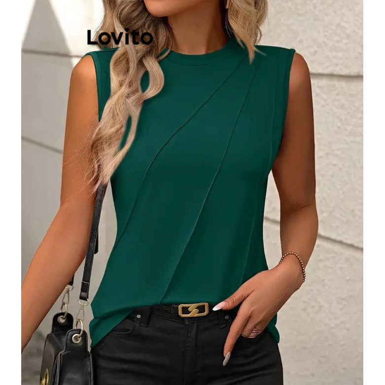 Lovito Blusa Casual Feminina de Malha com Recortes TKNS55BX297