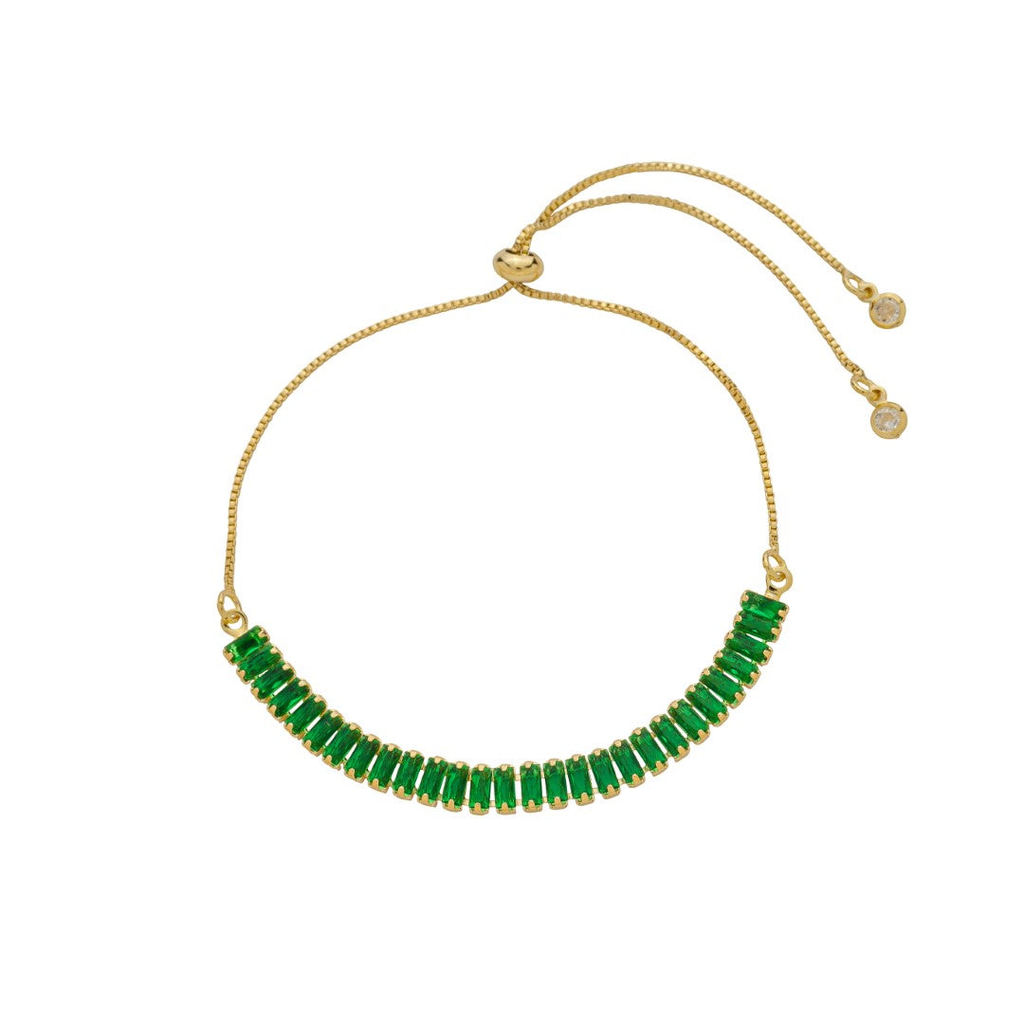 PULSEIRA AJUSTÁVEL TAYLOR P ZIRCÔNIAS ESMERALDA FOLHEADA A OURO 18K em Oferta na Shopee