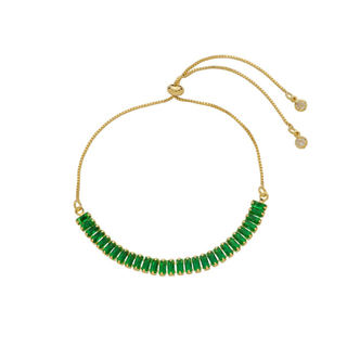 PULSEIRA AJUSTÁVEL TAYLOR P ZIRCÔNIAS ESMERALDA FOLHEADA A OURO 18K