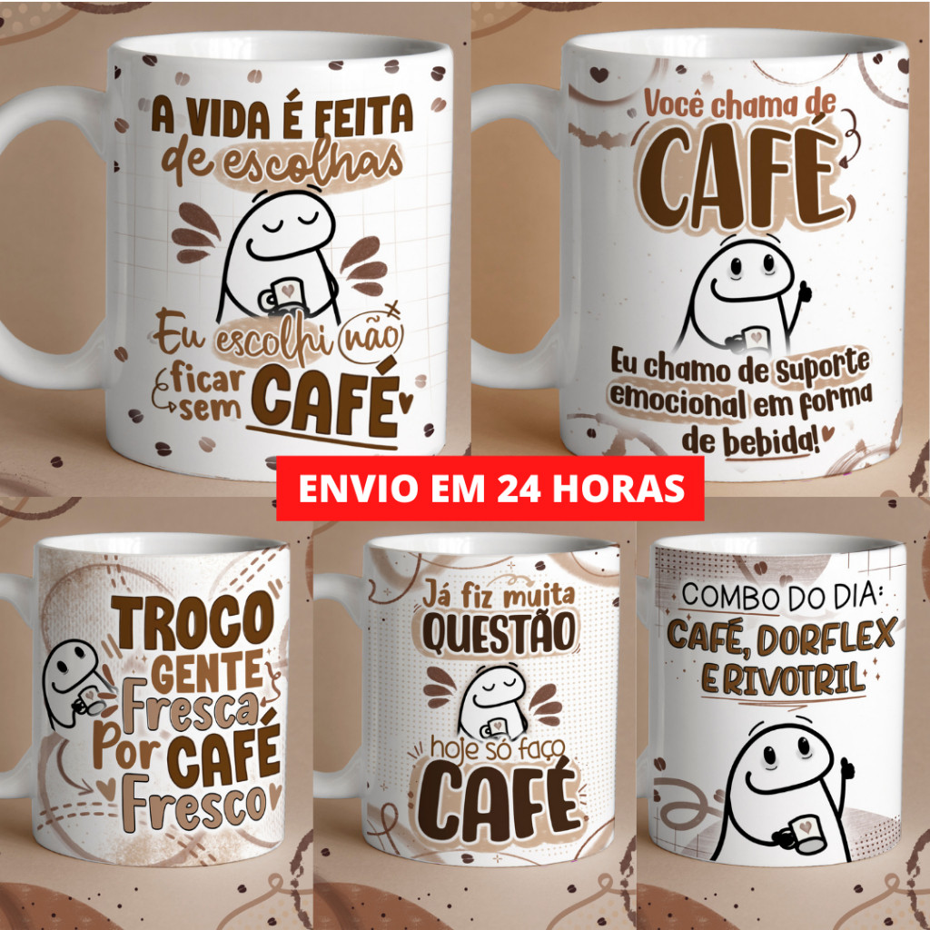 Caneca de Porcelana Personalizada - Xícara com Frases engraçadas e Divertidas - Café - Bento Flork Meme Cafe em Oferta na Shopee