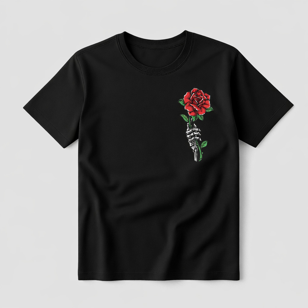 Camiseta Algodão Masculina Tendência Estampada Preta Básica Unissex Confortável Estilo Urbano