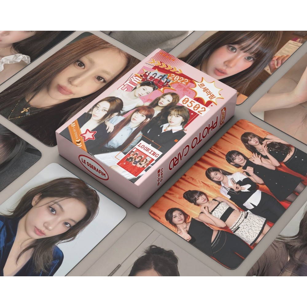 50-124pcs LE SSERAFIM Laser Holográfico LOMO Cartões Noite Perfeita Álbum Fácil Sakura Chaemon YUNJIN KAZUHA EUNCHAE Solo Photocards Lesserafim Holograma Postais