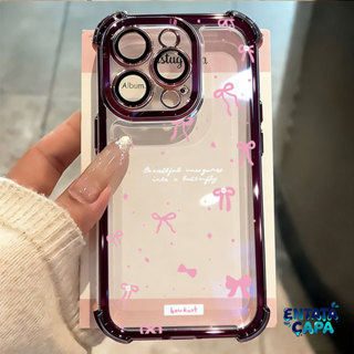 Capa Anti-Queda Para iPhone 13 16 15 14 Plus 12 11 17 Pro Max Capinha Bonito Arco Rosa Transparente Capas para Celular em Oferta na Shopee