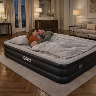Colchão Inflável Casal Queen Com Bateria De Lítio Integrada 203*154*40cm Cor Preto Resistente E Confortável Usd