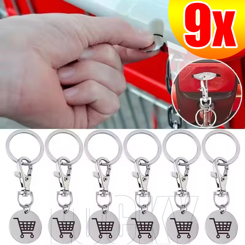 Chaveiro De Token De Carrinho De Compras De 9-2 Unidades-Com Mosquetão-Chaveiros Universais Metal-Tokens-Pingente Superm