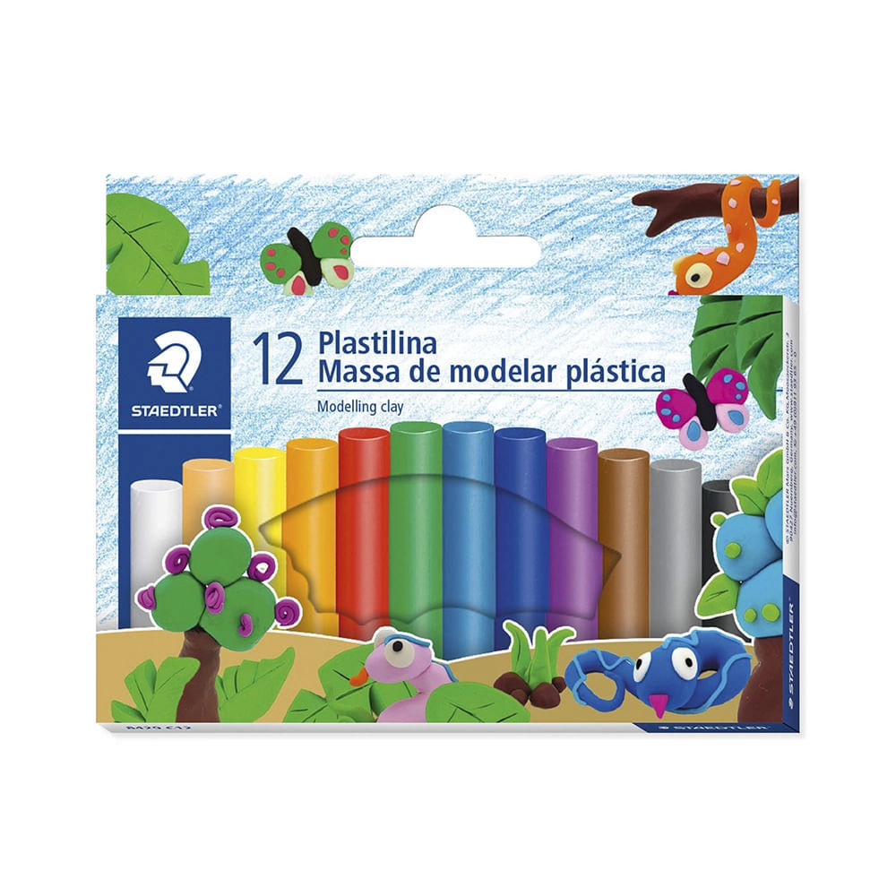 Massa de Modelar Staedtler Soft Plástica 12 Cores Vibrantes 200g em Oferta na Shopee