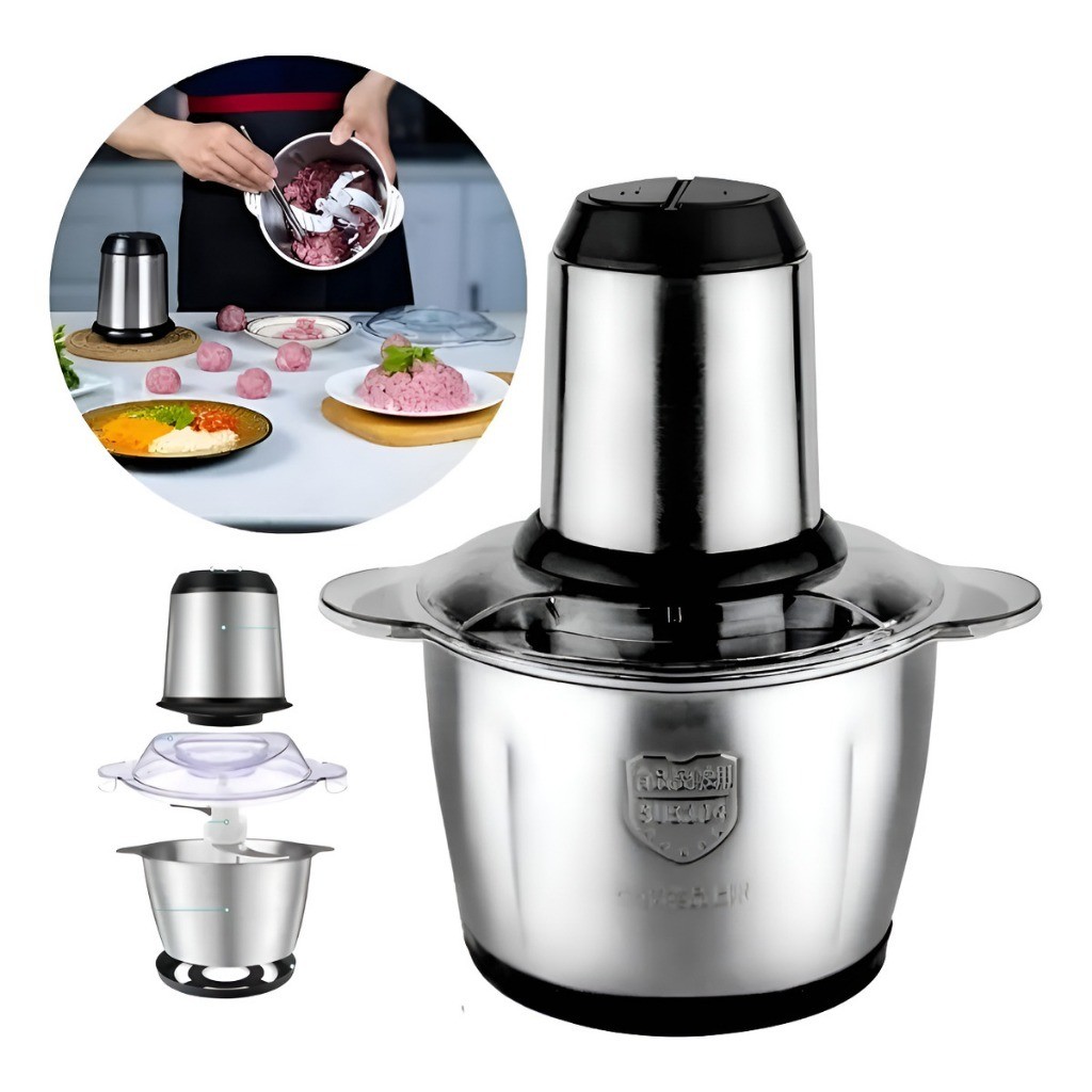 Picador De Alimentos Moedor De Carne Mixer Elétrica Processador Cozinha Casa Alho - 110v-220v SP01-Leo Store Br